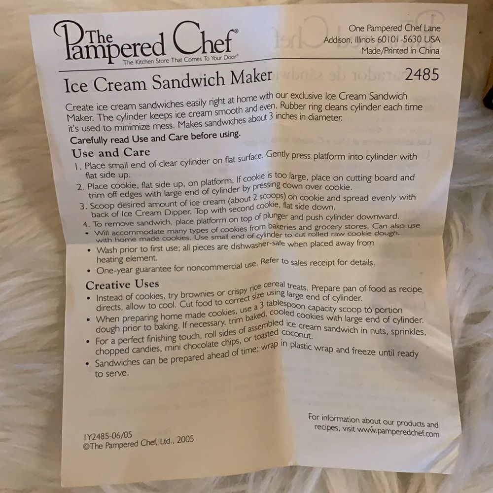 Pampered Chef ice cream sandwich maker